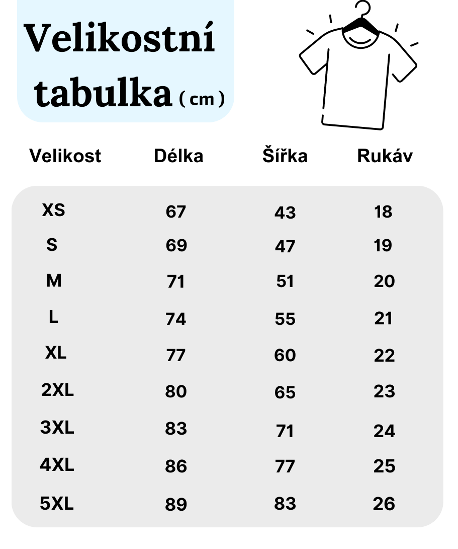 Velkostna tabulka muži